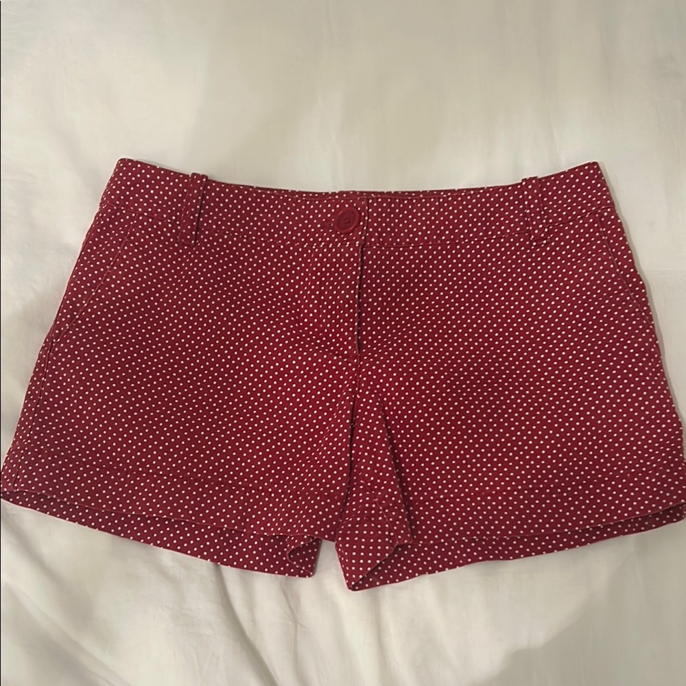 LOFT Red and White High Waist Shorts